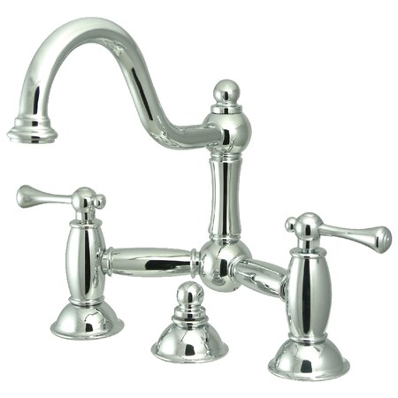 Kingston Brass KS3911BL Restoration Bathroom Bridge Faucet, Polished Chrome KS3911BL